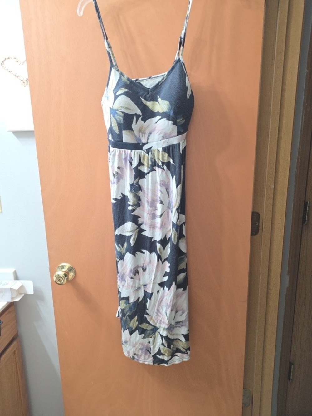 stars above Navy Maxi Dress with Pale Pink Floral Print
